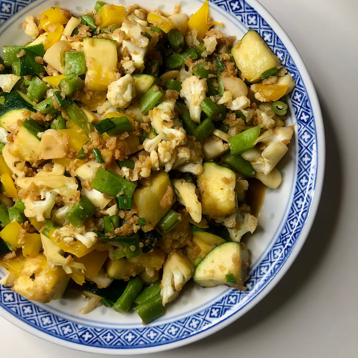 White Miso Vegetable Stir Fry with Soya Mince by Sincerely Aline