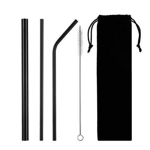 Ecoimpakt Drinkware Stainless Steel Straws Kit (Black)