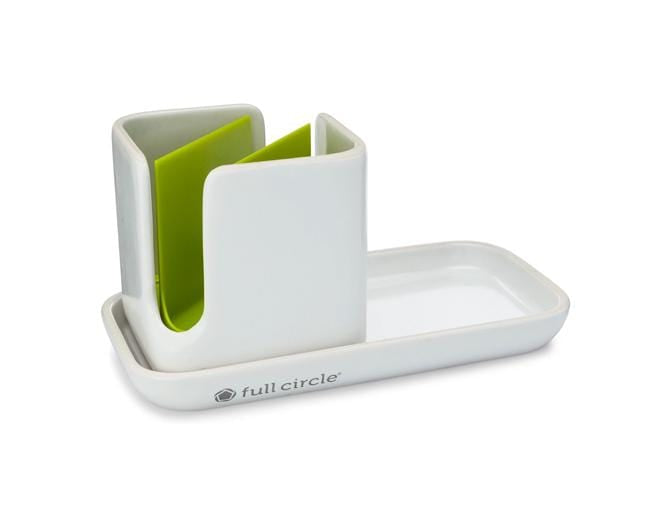 Full Circle Kitchenware Stash Modular Ceramic Sink Caddy (White)