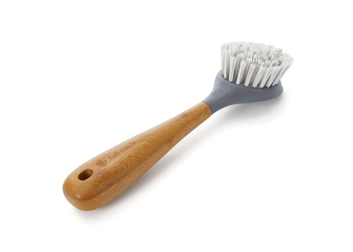 Full Circle Tenacious C Cast Iron Brush and Scraper with with Bamboo Handle  Gray 