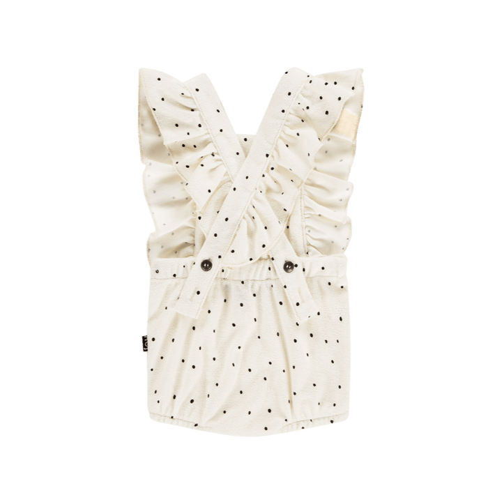 House of Jamie Dresses & Overalls Baby Ruffled Salopette Cream Black Dot
