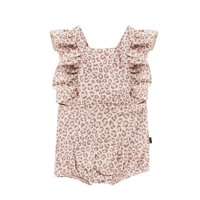 House of Jamie Dresses & Overalls Baby Ruffled Salopette Orchid Leopard