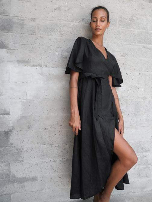 l u • c i e e Dresses & Overalls Dhalia Linen Dress In Black