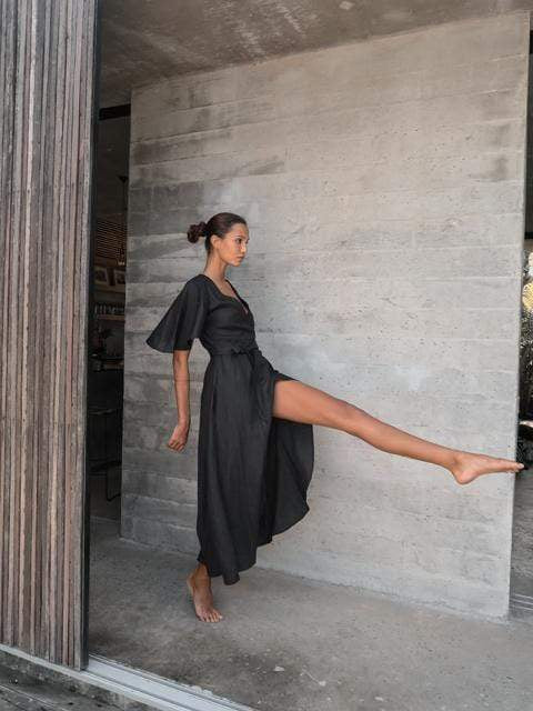l u • c i e e Dresses & Overalls Dhalia Linen Dress In Black
